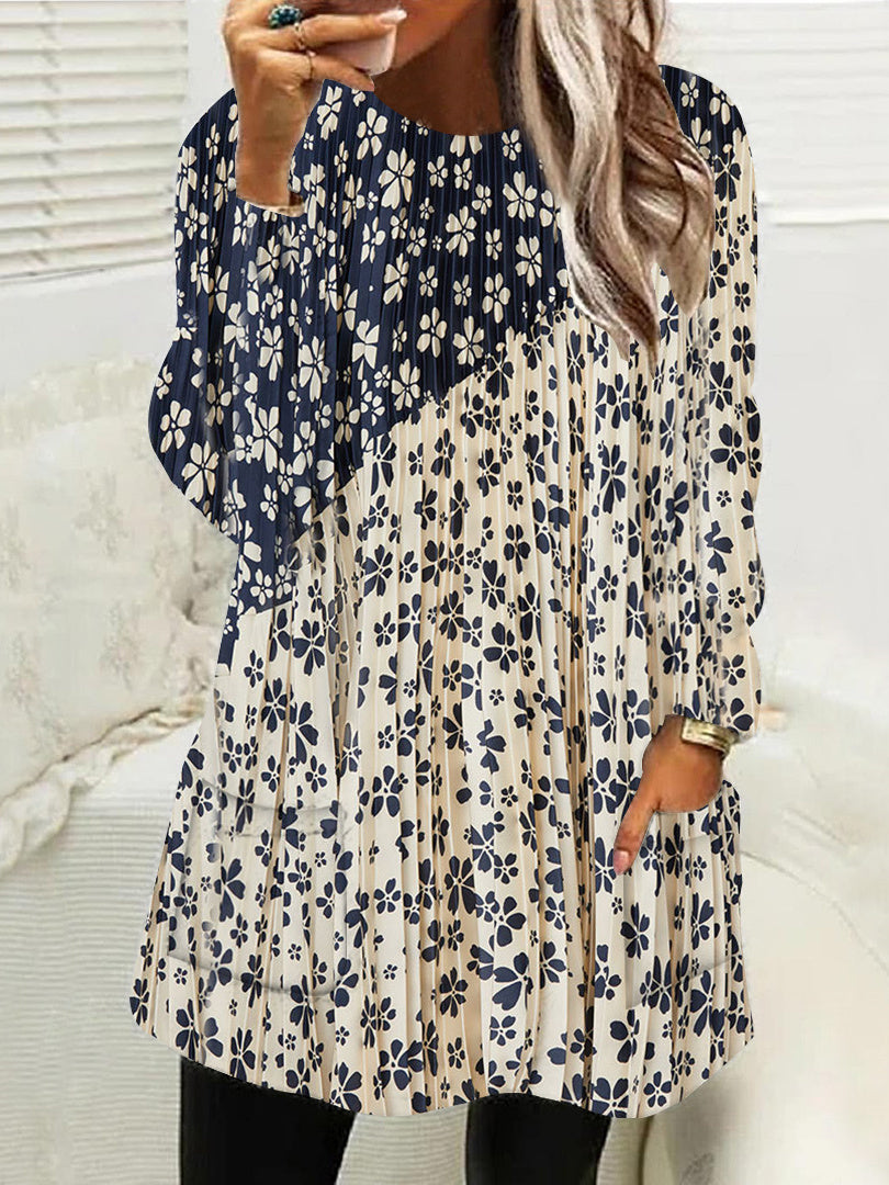 Women Half Sleeve V-neck Solid Color Dress