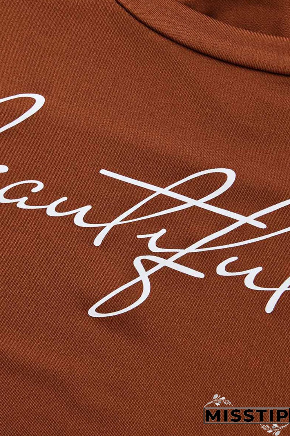 Green Casual Print Patchwork Asymmetrical O Neck Long Sleeve Two Pieces