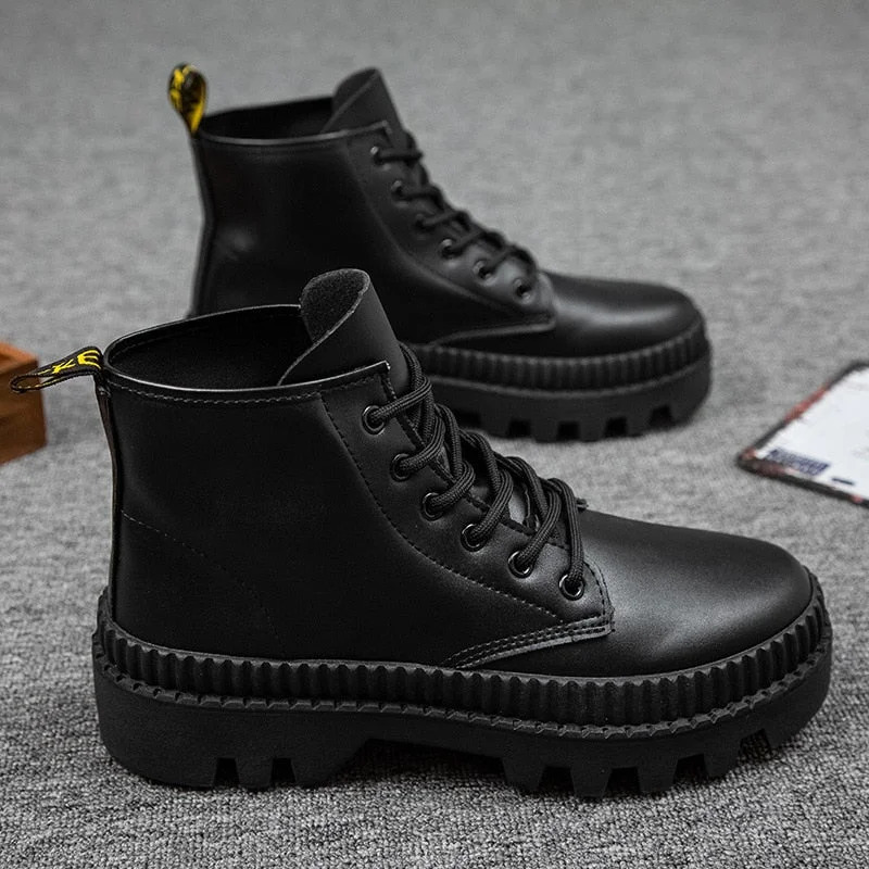 Winter New Black Thick Base Cloth Mid-Top Boots Men Fall British Trend Boots Hight-Top Korean Casual Men's Shoes Boots688