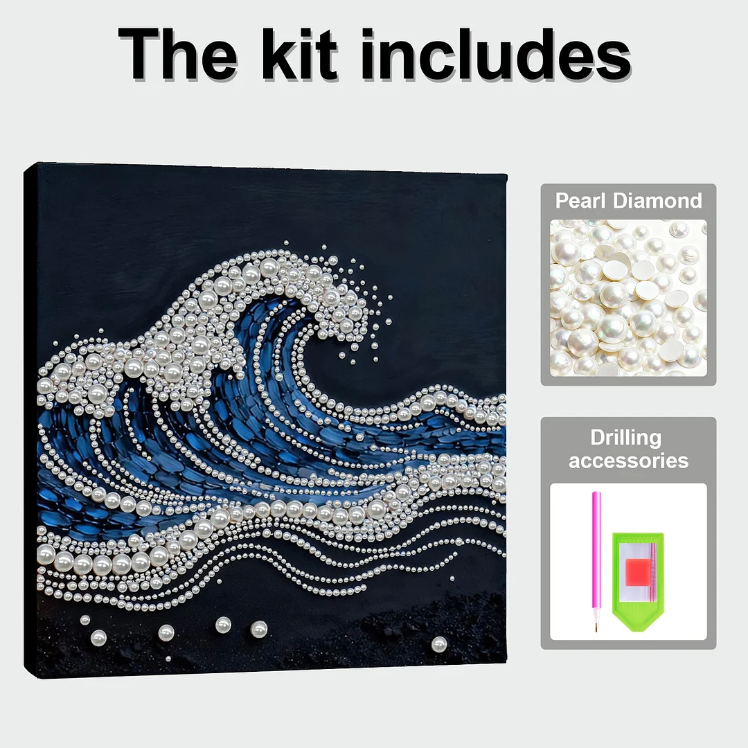 Waves DIY Pearl Art Diamond Painting With Frame 30x30cm for Adults Home Decor