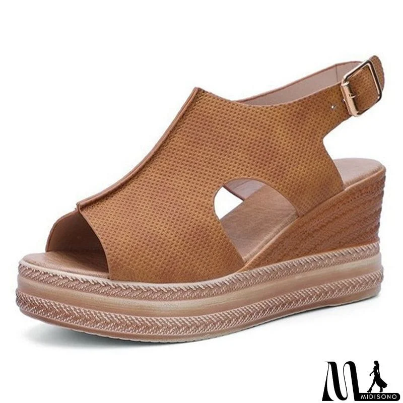 MidiSono - Women Cute Peep Toe Platform Wedge Heel Sandals