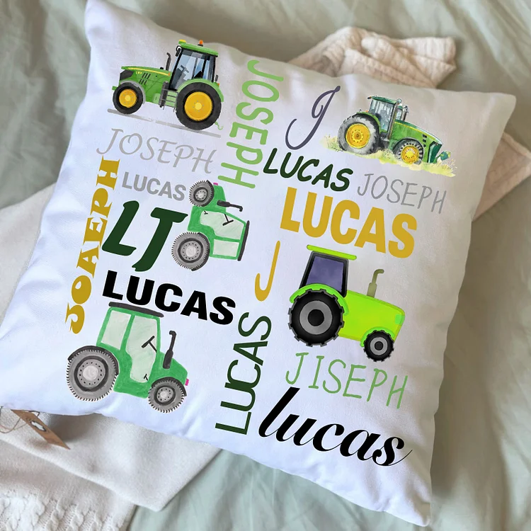 BlanketCute-Personalized Lovely Bedroom Truck Cushion with Your Kid's Name | 01