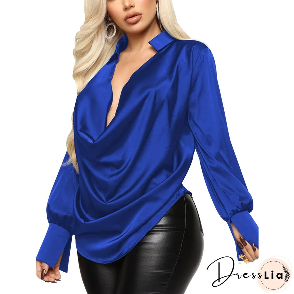 Women Solid Color Long Sleeve Shirt