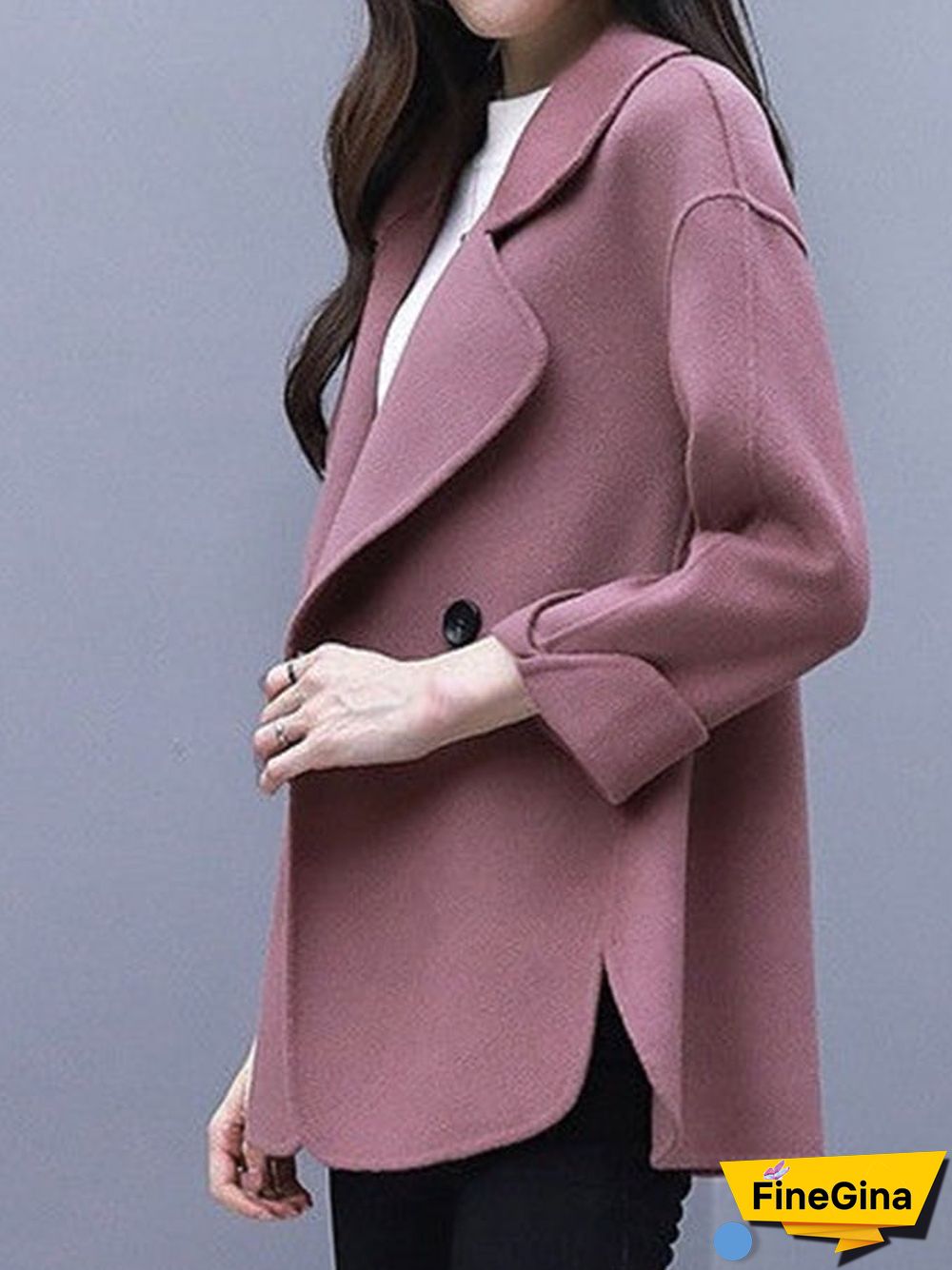 Stylish Notched Collar Pocket Button Coat