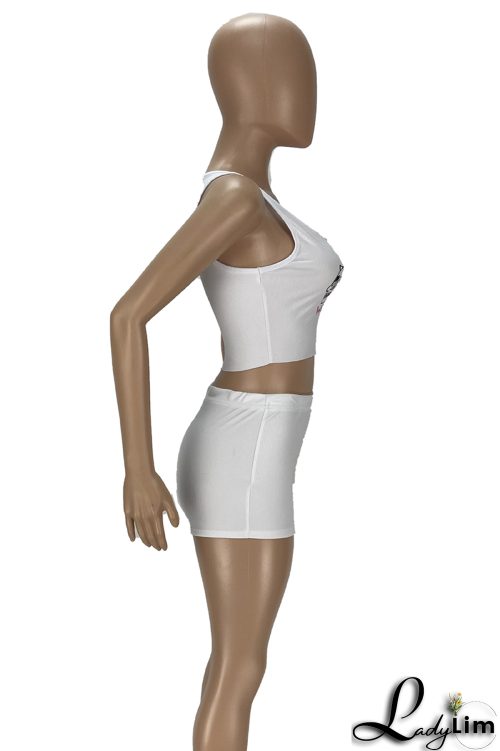 Black Street Print Split Joint U Neck Sleeveless Two Pieces