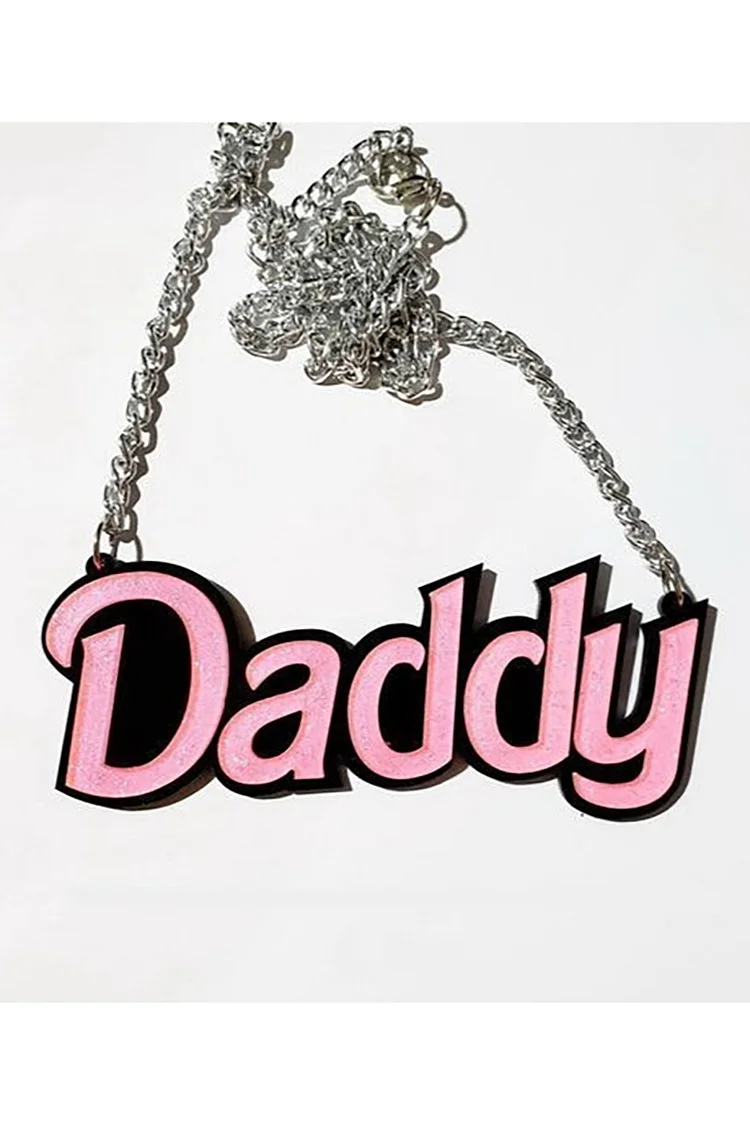 Daddy Acrylic Statement Metal Chain Necklace