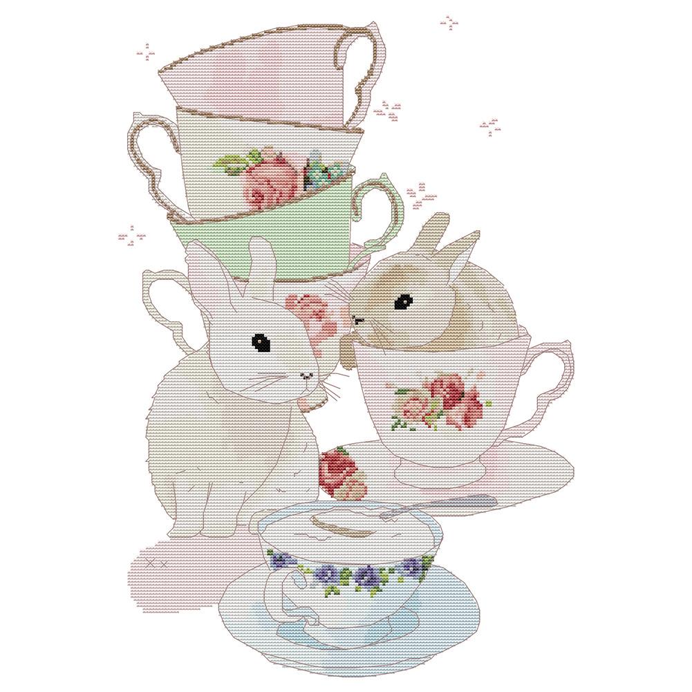 

Cup And Bunny - 14CT Stamped Cross Stitch - 49*36cm, 501 Original