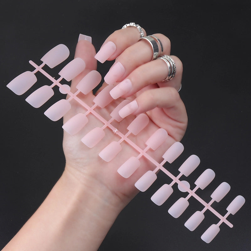 Solid Color Long Square Head Frosted Nail Art Patch Wearing Nail Piece Semi-finished Fake Nail Multicolor Strip Nail Art