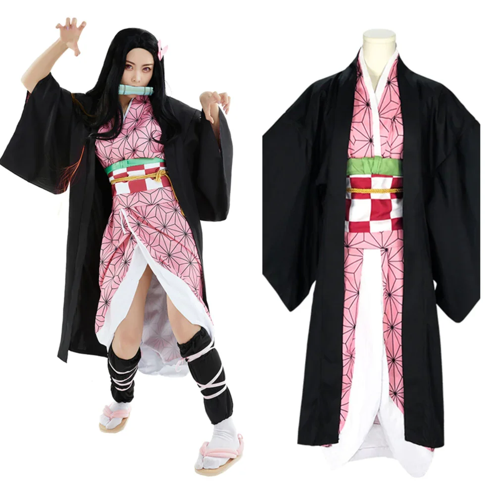 Anime Adult Demon Slayer Kimetsu No Yaiba Kamado NezukoCosplay Costume Halloween Carnival Suit