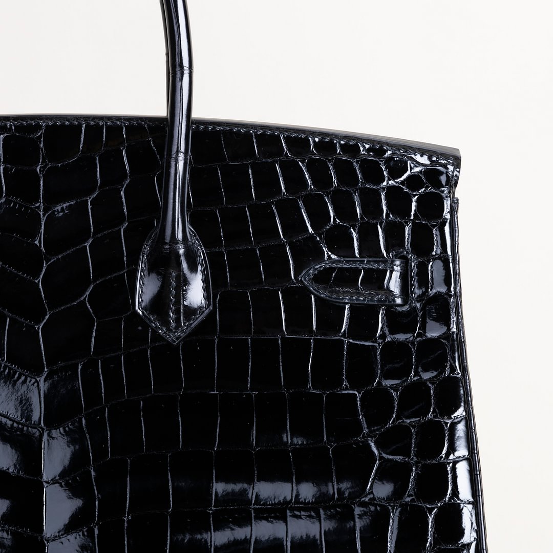 Birkin 35cm Shiny Niloticus crocodile 89 Noir PHW