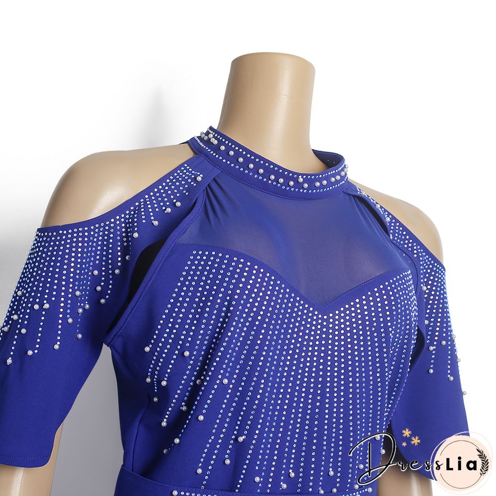 2 Piece Set Plus Size Women Party Clothes African Dashiki Ankara Outfits Summer Fashion Diamond Tops Pants Trousers Suits