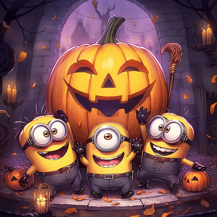 Minions And Jack-O-Lanterns - Full Round Drill Diamond Painting -  40*40CM(Canvas)