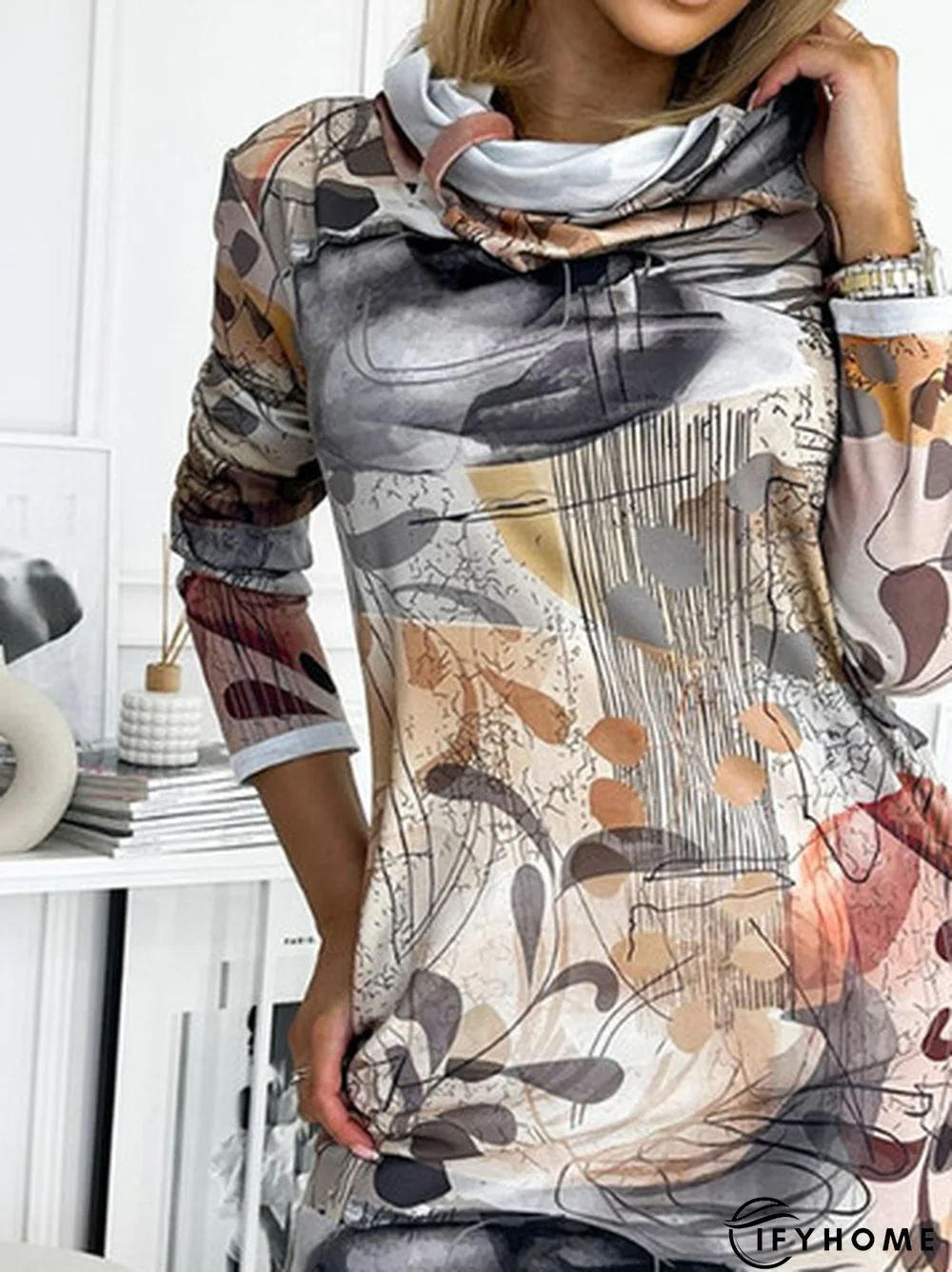 Abstract Printed Casual Long-sleeve Dress | IFYHOME