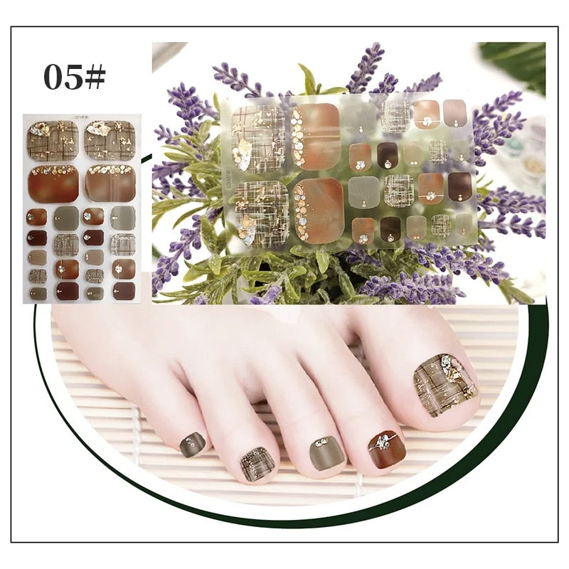 New Designs Full Cover Nail Stickers Fashion Flowers Nail Sticker Set Self Adhesive Manicure Decoracion Nail Strips-Nail Inspo