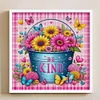 (US Only)Flower in Bucket Printed Cross Stitch Kit 45x45cm DIY 11CT Thread Art Needlework