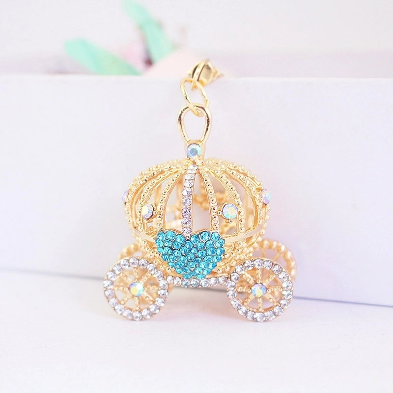 Cute Pumpkin Carriage Alloy Rhinestone Halloween Unisex Bag Pendant Keychain