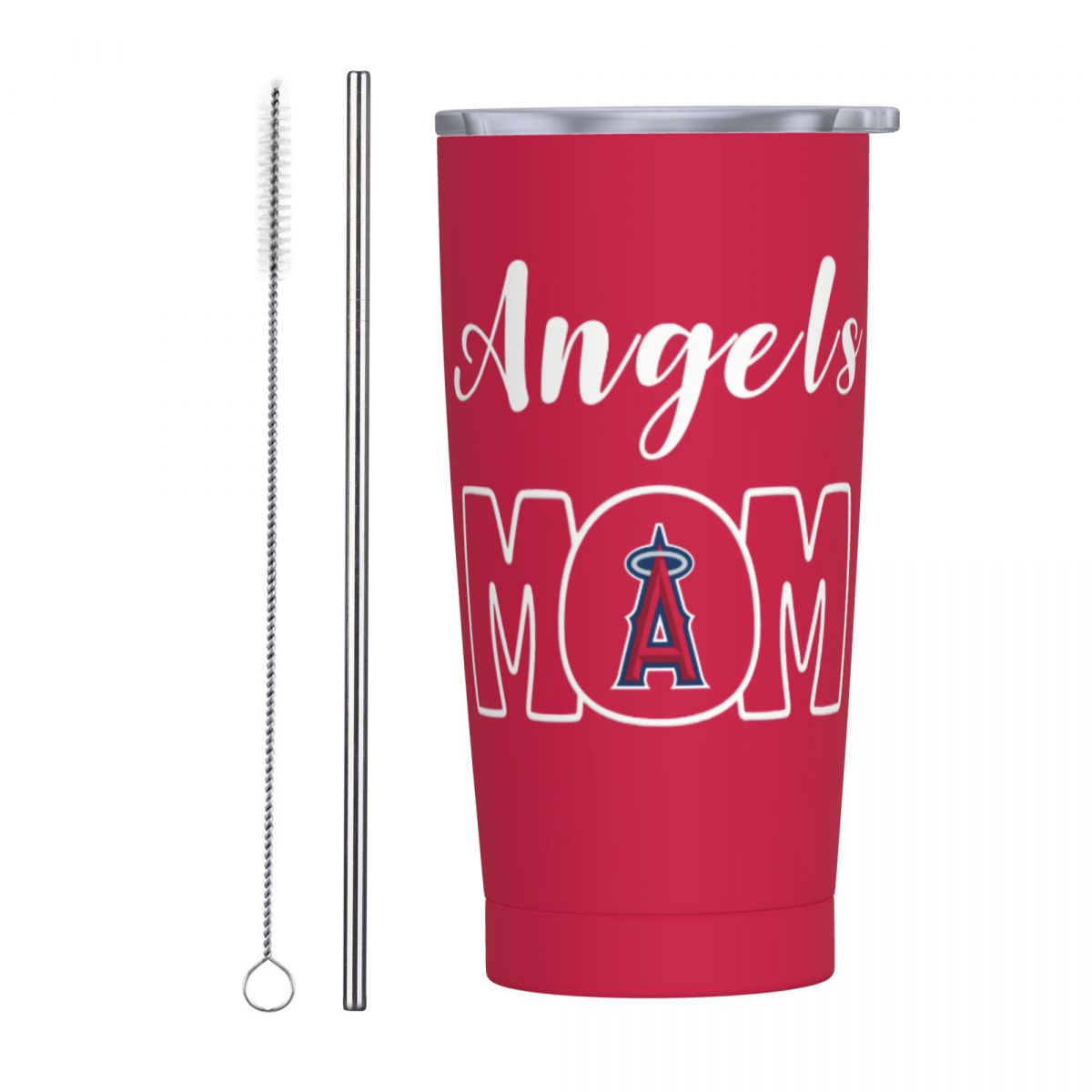 Los Angeles Angels Mom Stainless Steel Travel Mug With Lid And Straw