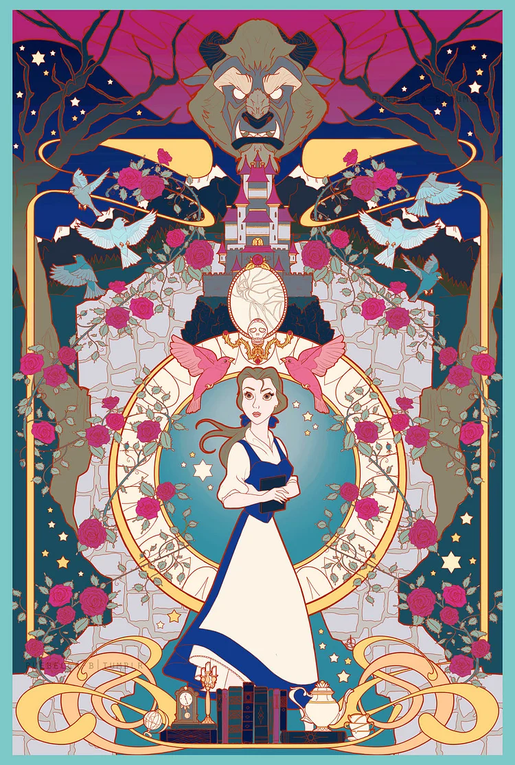 Disney Beauty And The Beast 11CT (40*60CM) Stamped Cross Stitch