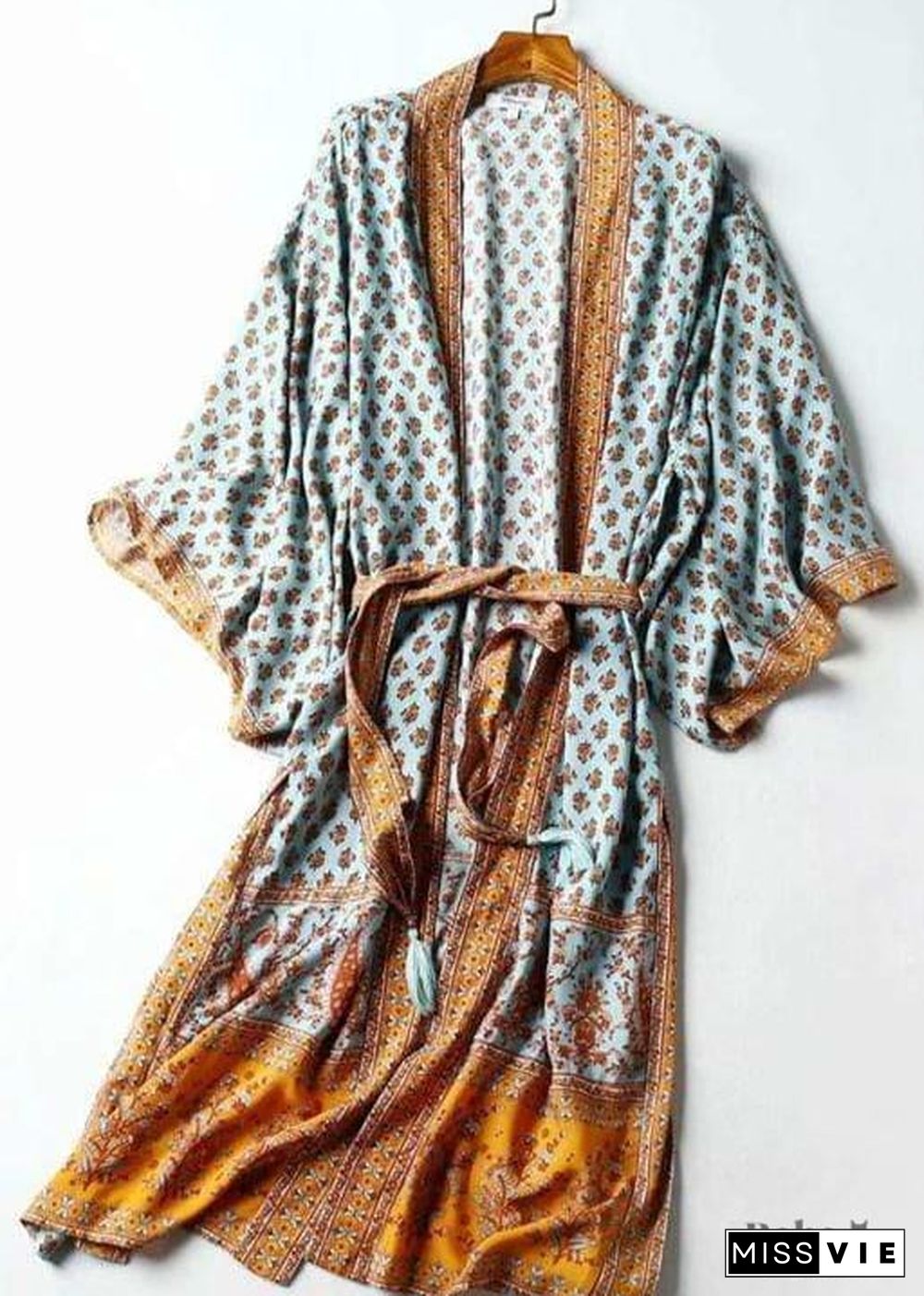 Women's Chic Brodie Belted Boho Kimono - Green Dress