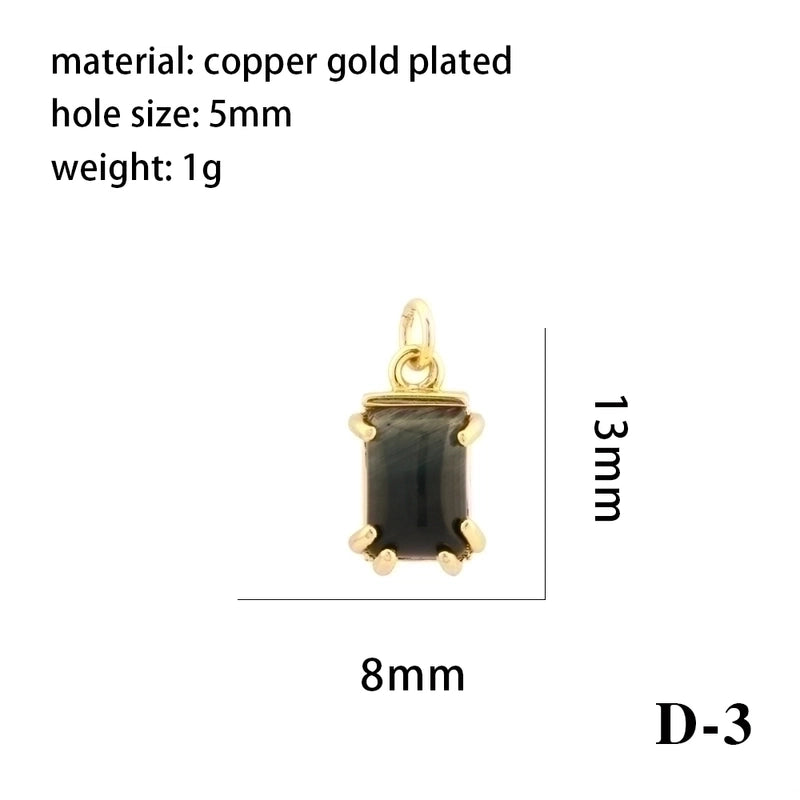 Minimalist Oval Water Droplets Heart Shape Stone Copper Plating Inlay Zircon 18k Gold Plated Charms