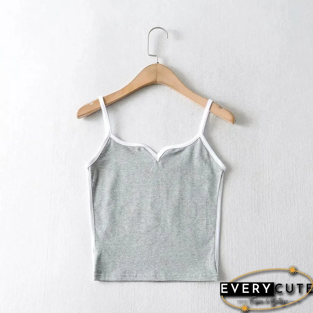 Black Crop Top-Summer Sexy Tops for Women-Spaghetti Strap Casual Necklace Camis Knit