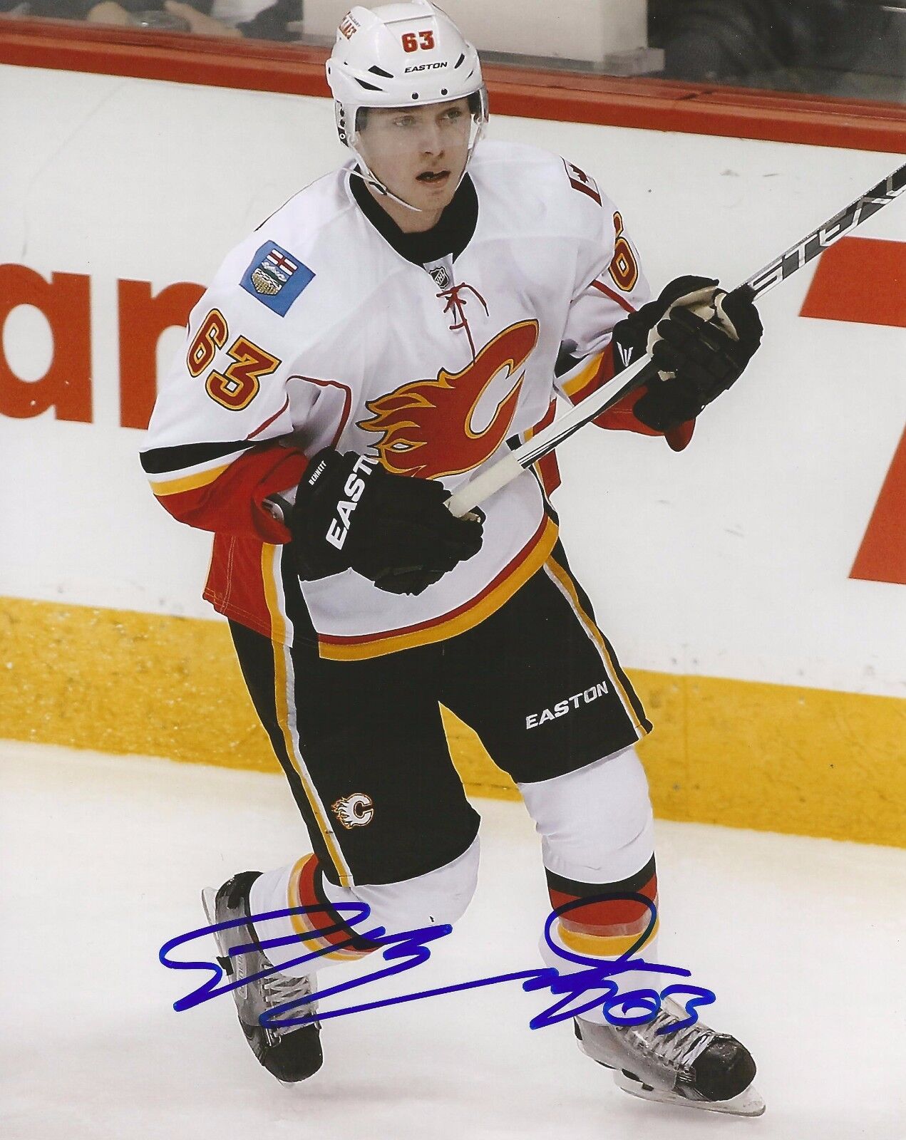 SAM BENNETT SIGNED CALGARY FLAMES 8x10 Photo Poster painting with COA