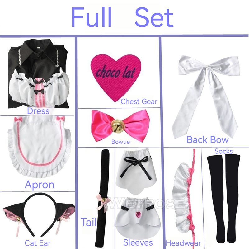 [Wetrose] In Stock Nekopara Chocola Vanilla Cosplay Costume Shokora Banira Maid Catgirl Wig Full Set