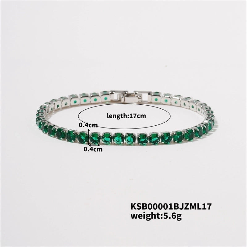 Hip-Hop Solid Color Copper Inlay Zircon K Gold Plated Rhodium Plated Unisex Tennis Bracelet