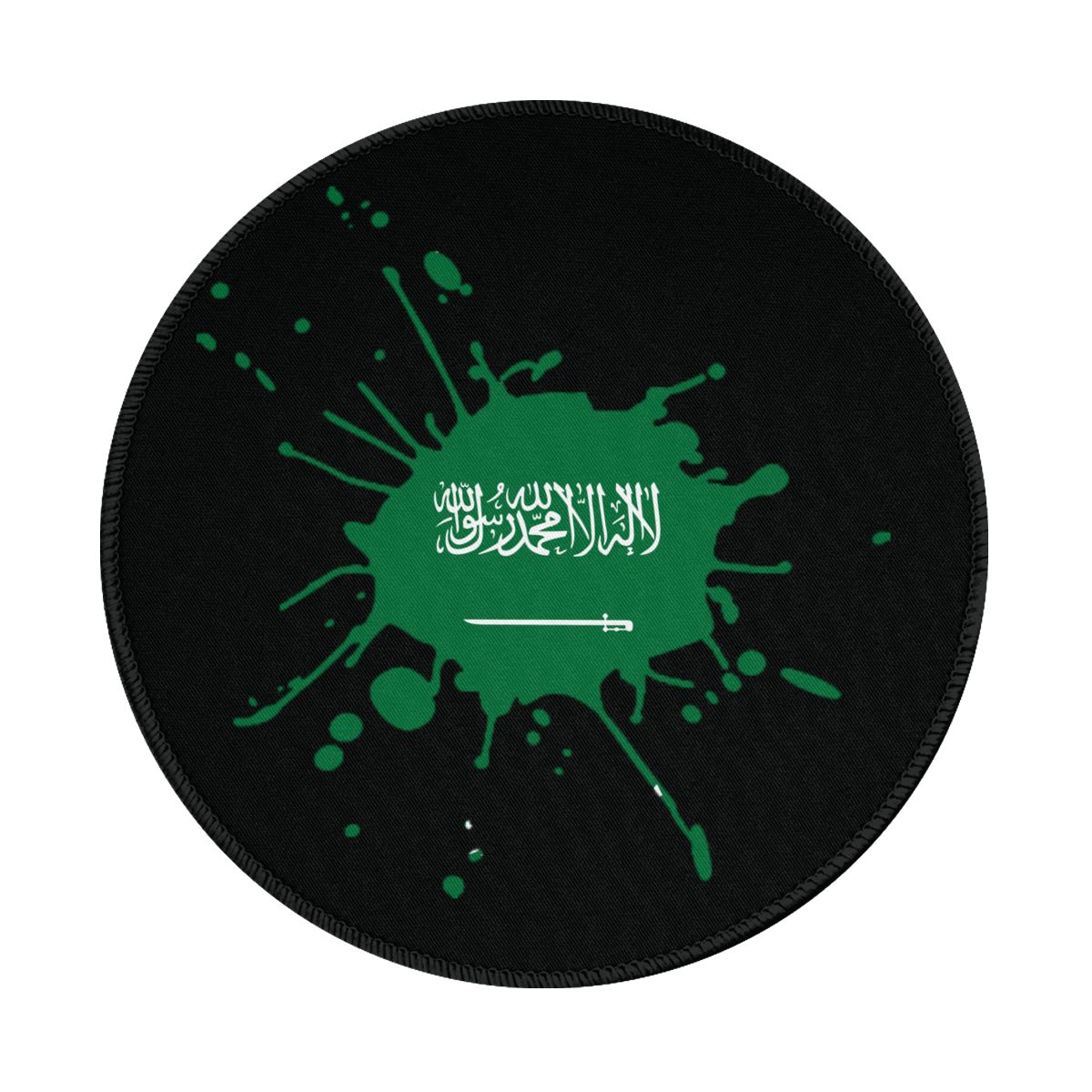 Saudi Arabia Ink Spatter Non-Slip Rubber Round Mouse Pad