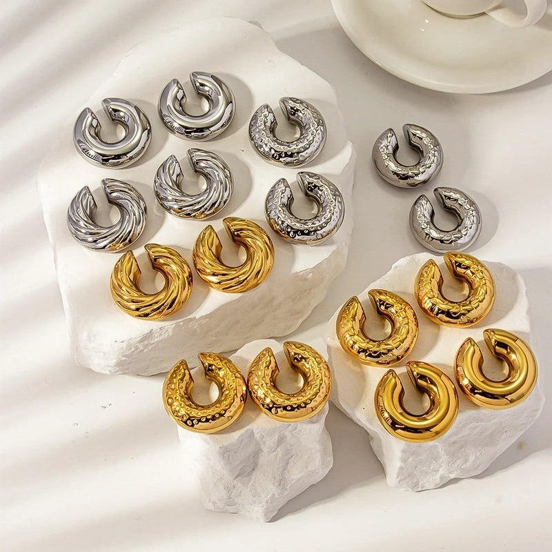 1 Piece Minimalist Classic Style Solid Color Plating 304 Stainless Steel Ear Cuffs