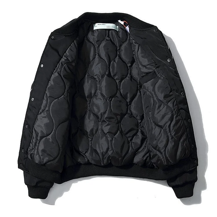 Off White Fall/Winter Jacket Embroidery Arrow Baseball CottonPadded Jacket Owt