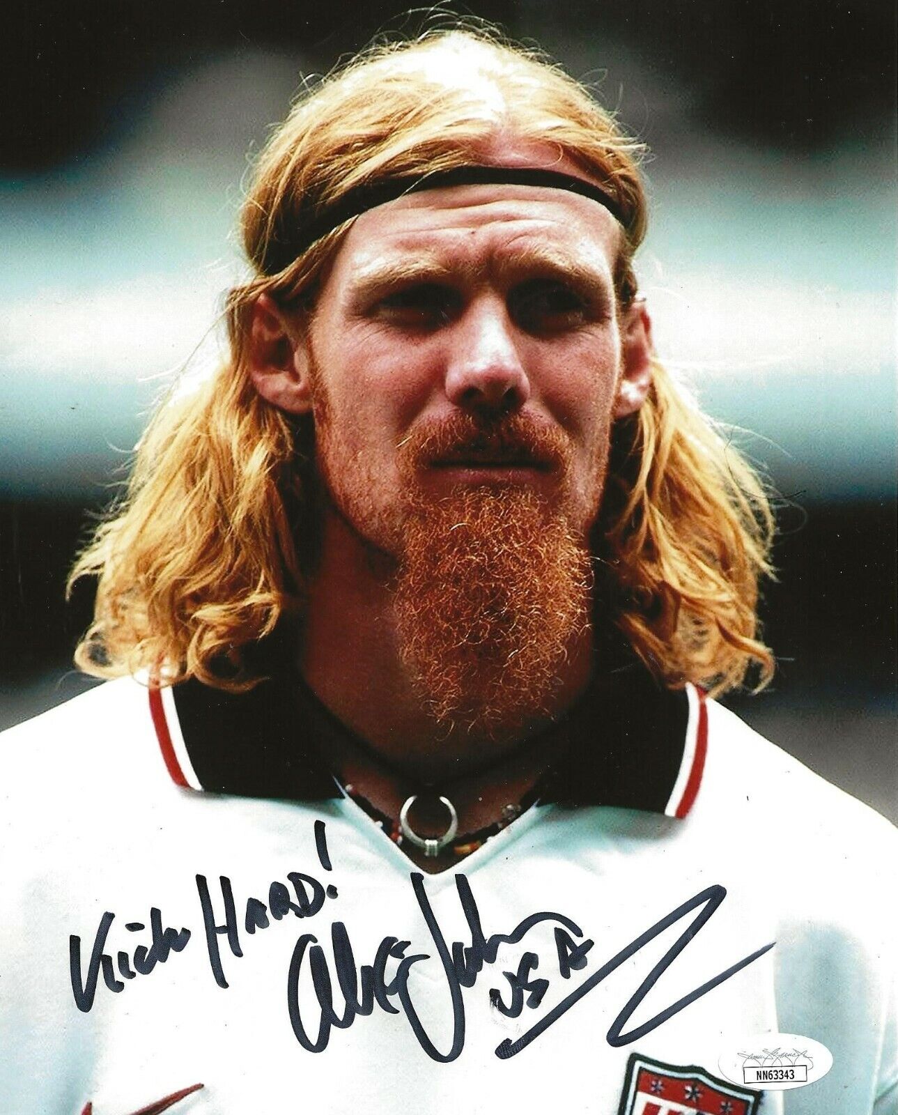 Alexi Lalas signed Team USA Soccer 8x10 Photo Poster painting autographed 3 JSA