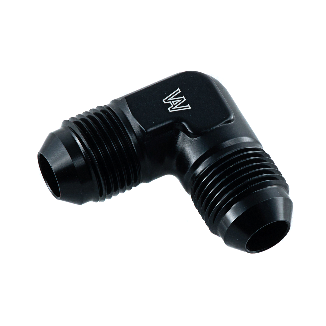 Alloyworks -8AN Male Flare To -8AN Male 90 Degree Fitting Union BLACK 8 AN To 8 AN 90°