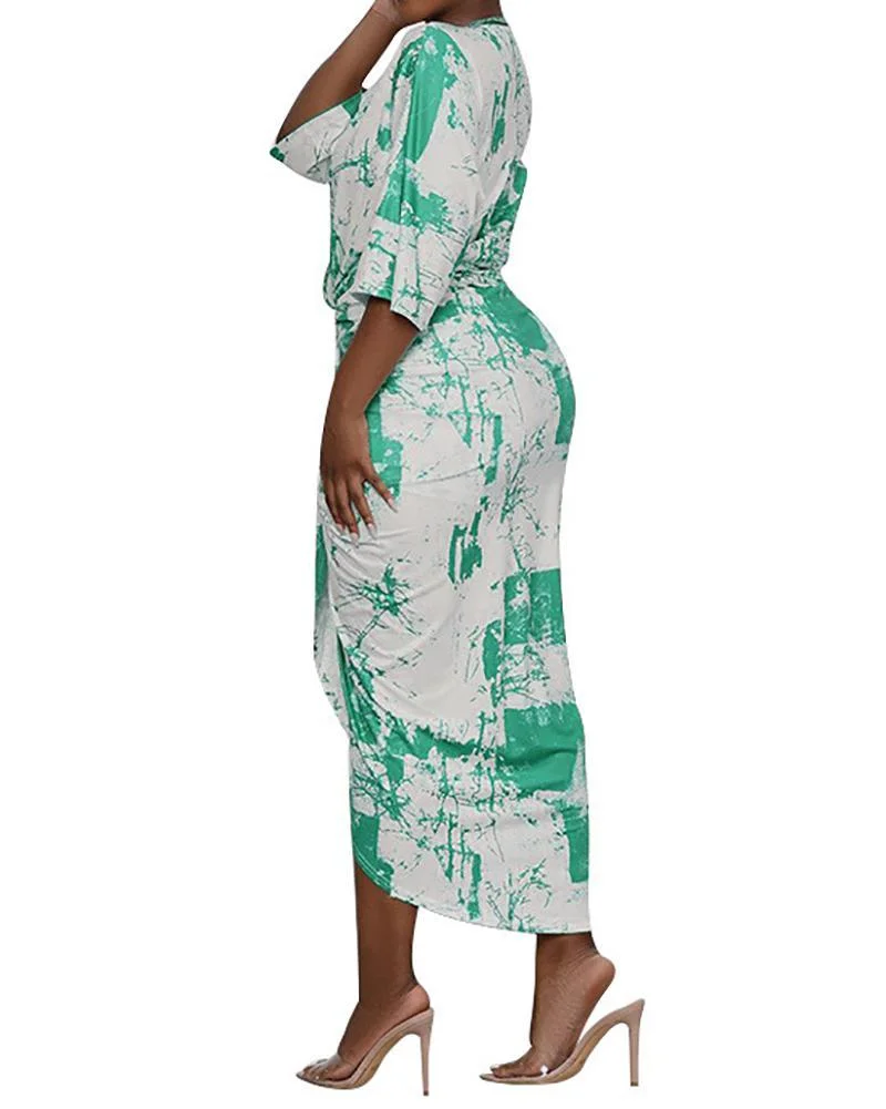 Tie-Dye Printed Irregular Dress