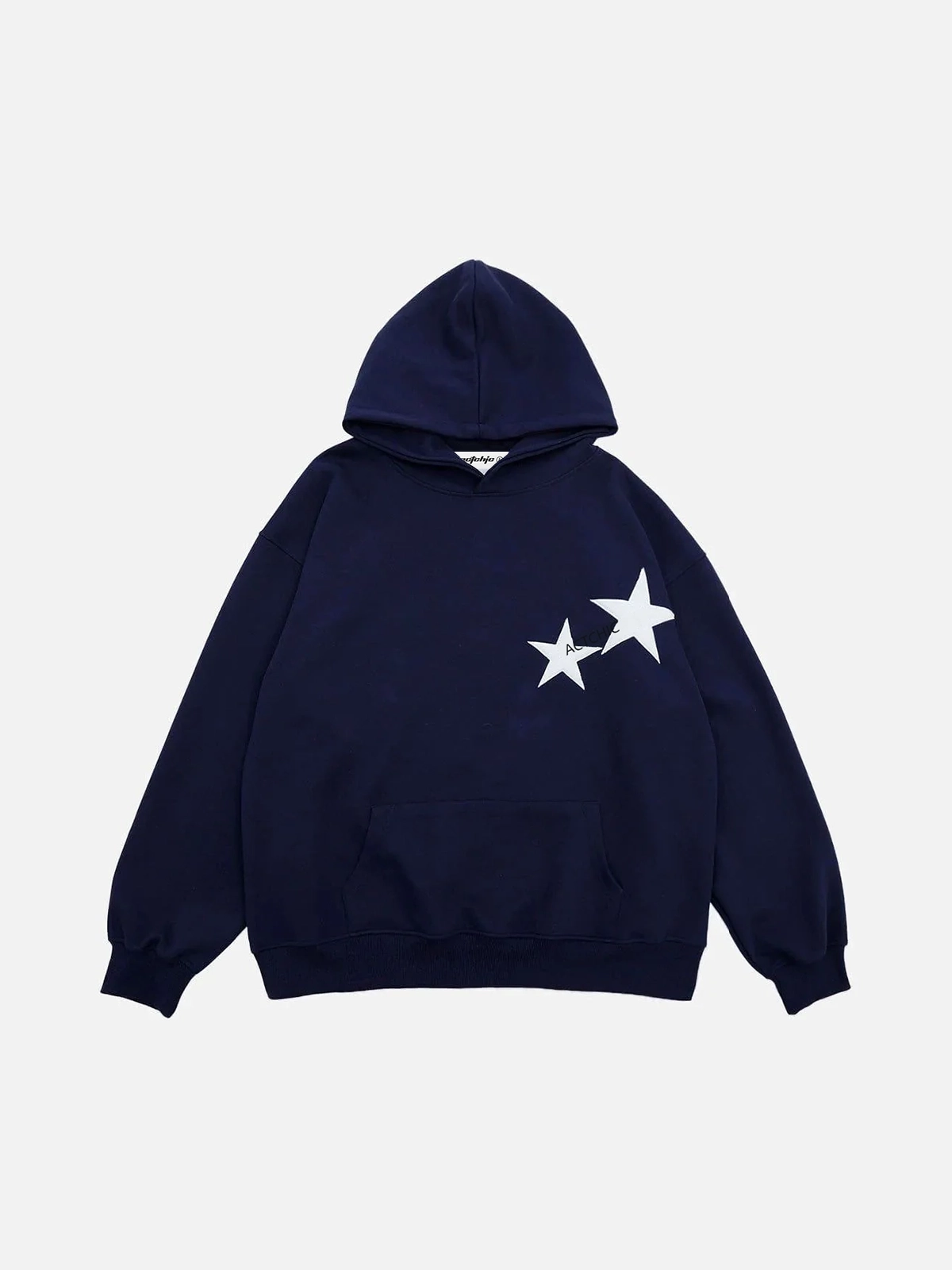 Dark Blue Star Print Y2k Hoodie Front