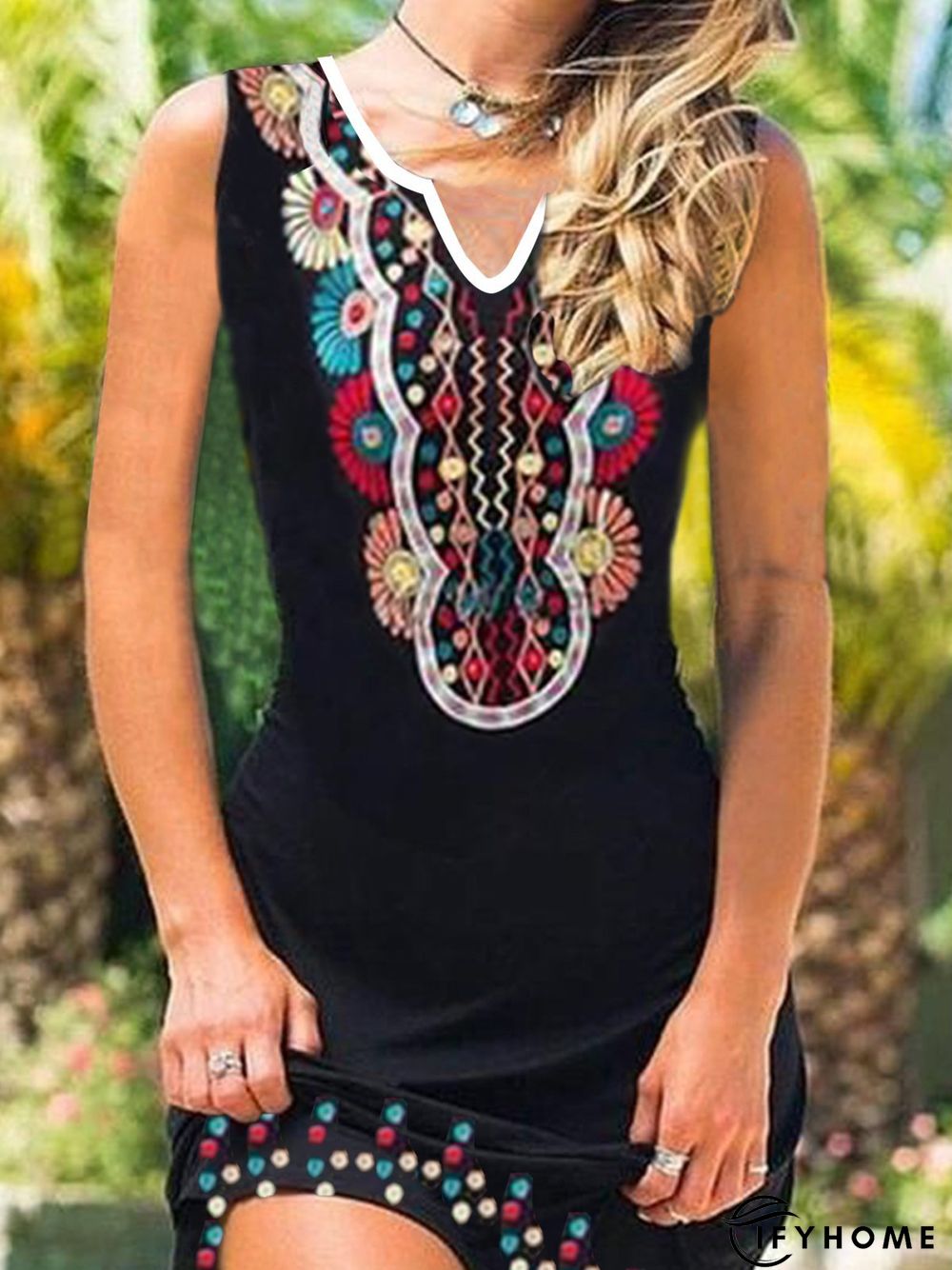 Off Shoulder Cold Shoulder Printed Knitting Dress | IFYHOME