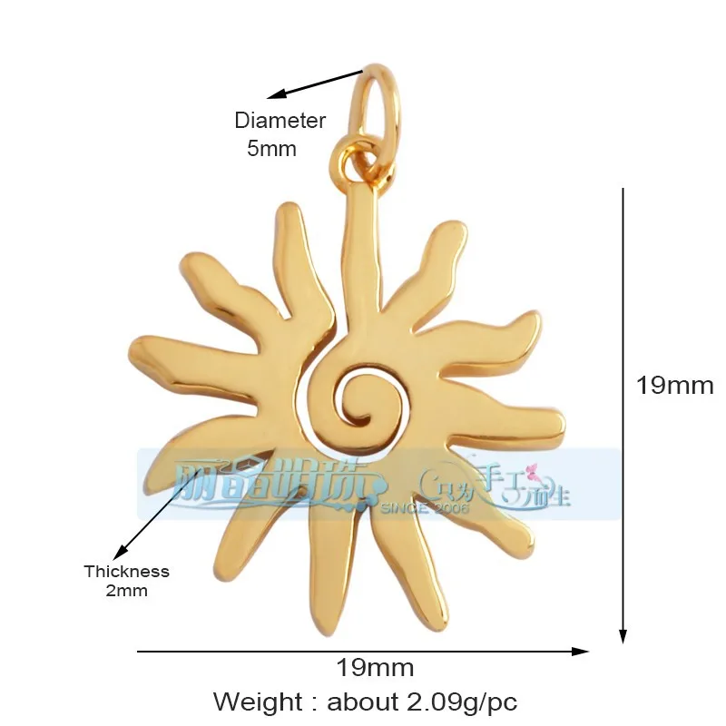 1 Piece 12 * 23mm 15*15mm 5*12mm Hole 5~5.9mm Half 925 Silver Zircon Sun Moon Pendant Jewelry Accessories