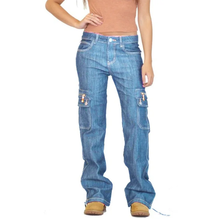 Casual Zipper Pocket Jeans