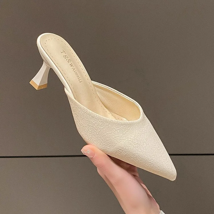 Wongn Wongn Summer New Fashion Pointed Head Half Drag High Heels Women's Shoes Heel Sandals