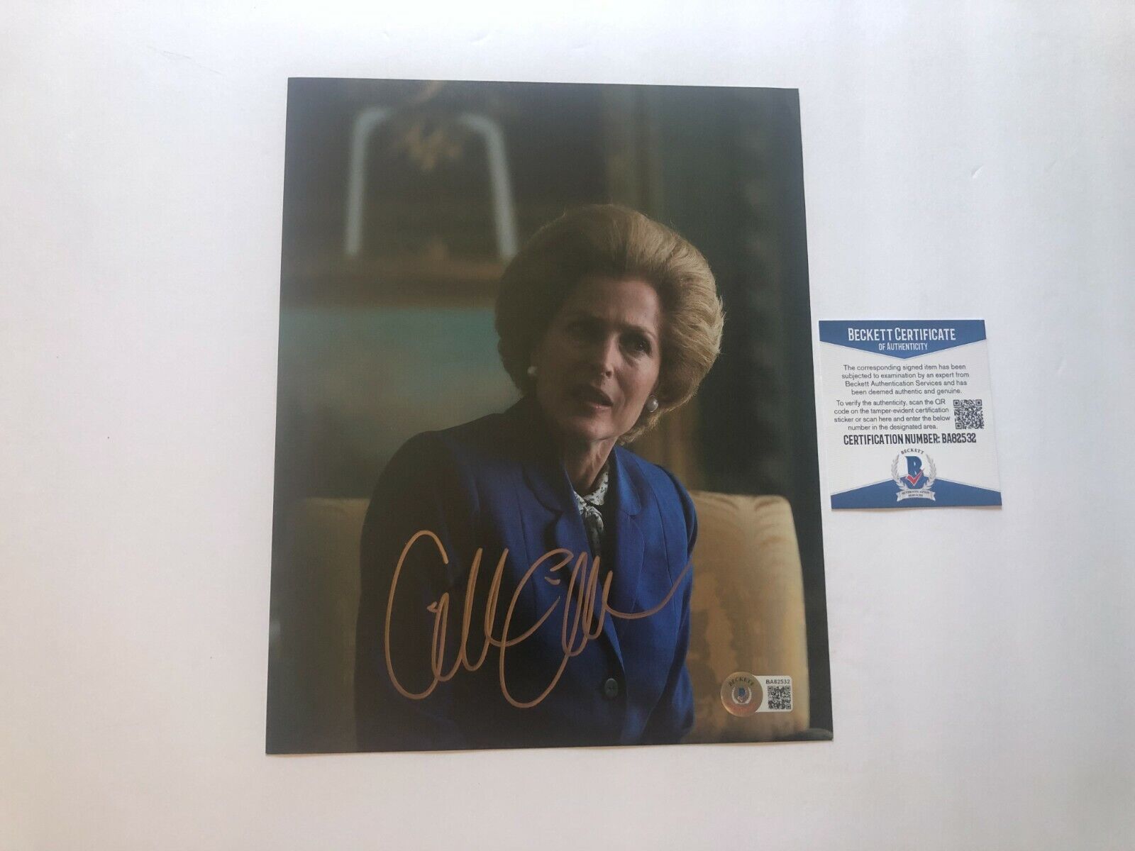 Gillian Anderson Rare! signed autographed Crown queen 8x10 Photo Poster painting Beckett BAS coa