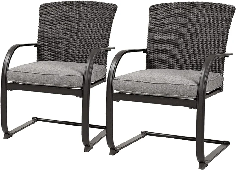 Dining Wicker Chair Set,Outdoor Dining Set,Steel Frame Rocking Chair with Cushion