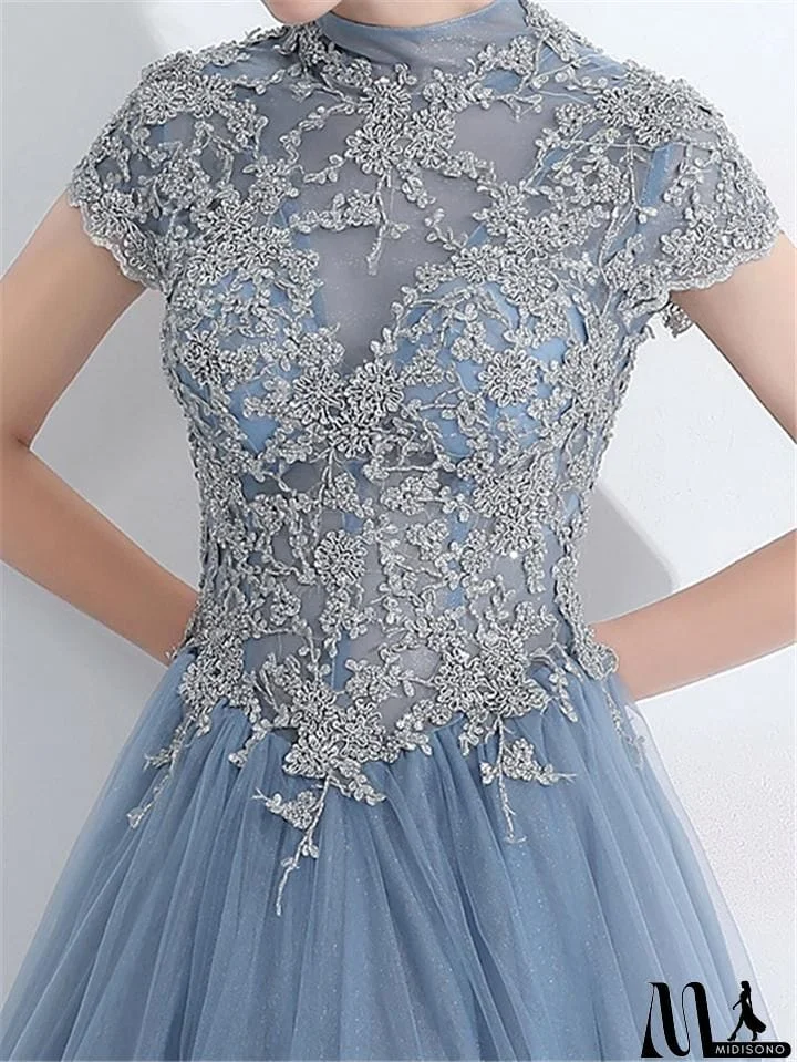 MidiSono - Gorgeous Applique Back Cutout Lace Ball Gown for Prom