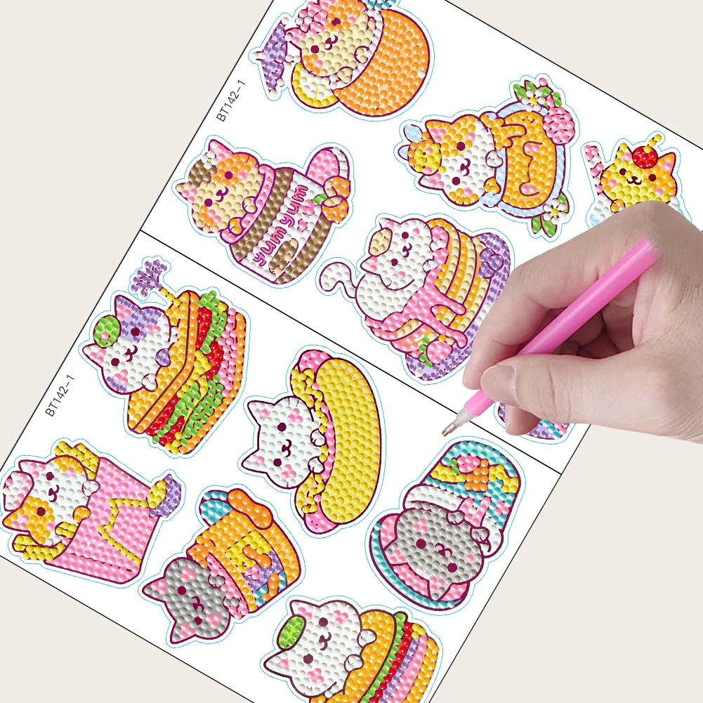 Diamonds Painting Sticker DIY Art Cartoon Cat Paster Home Decor