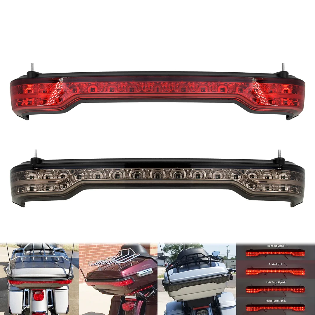 Rear Tour-Pak King Tour Pack LED Brake Light Turn Signals Tail Lamp For Harley Touring Road Glide Limited 2014-later