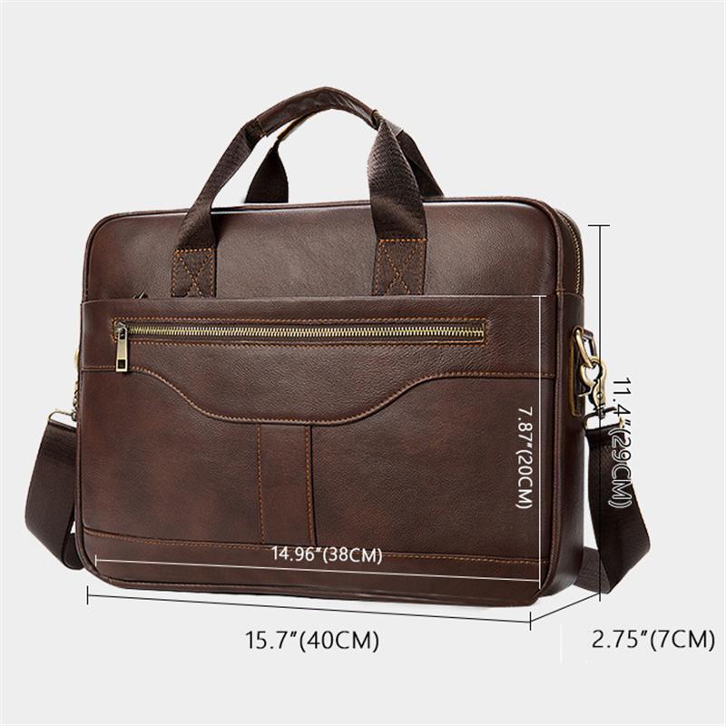 Great Quality Antique Brass Hardware Organizational Layout Leather Briefcase