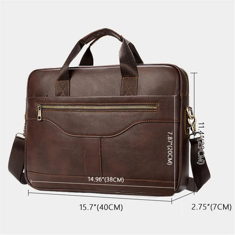 Great Quality Antique Brass Hardware Organizational Layout Leather Briefcase