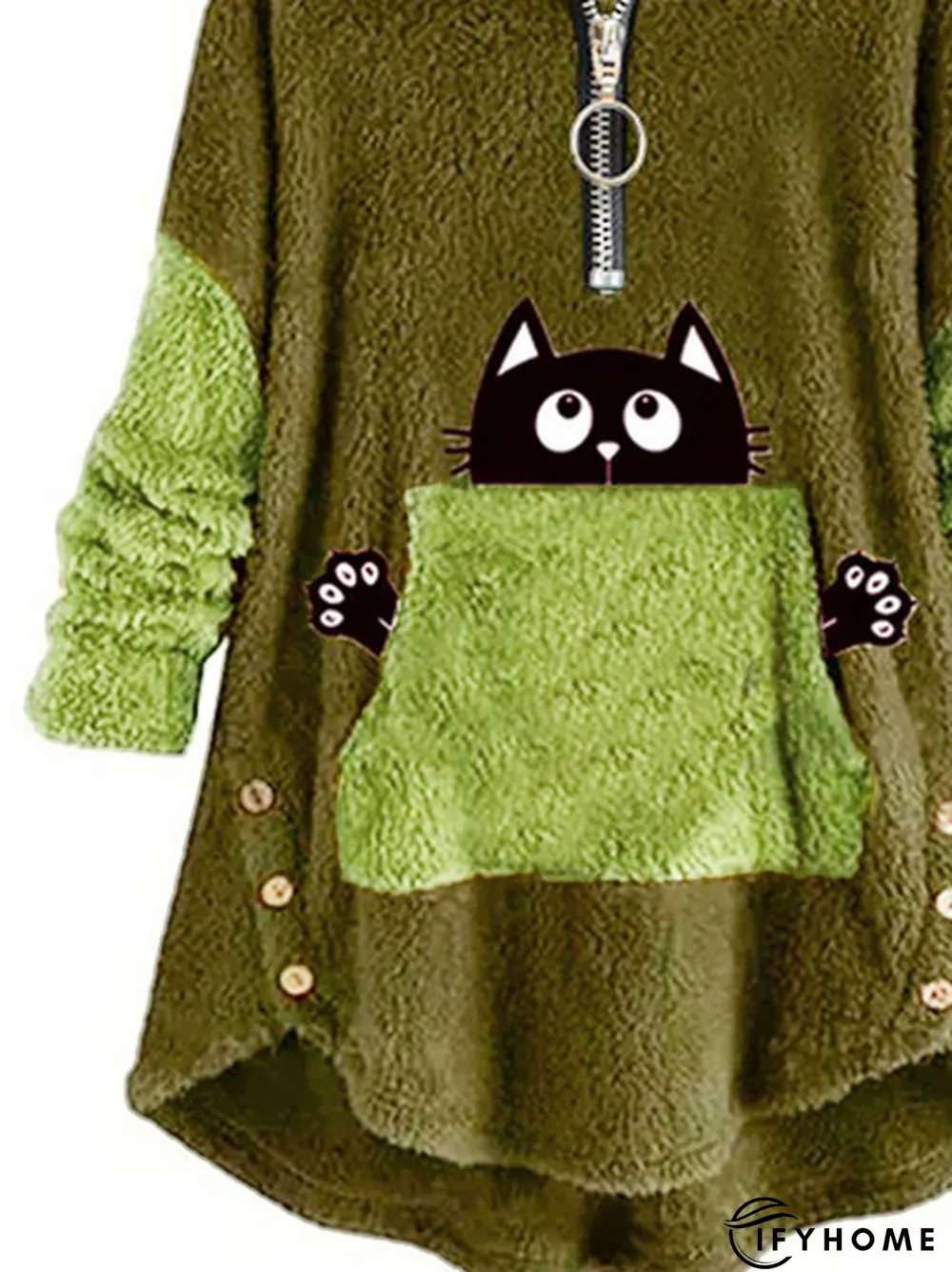 Plus Size Fluff Fleece Fabric Casual Sweatshirt | IFYHOME