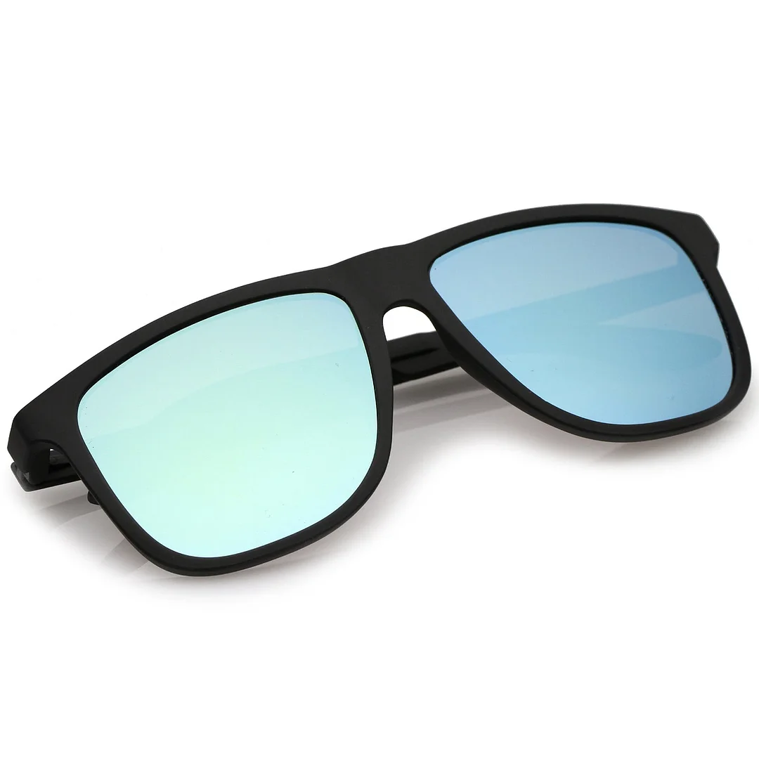 Lifestyle Rubberized Matte Flat Top Colored Mirror Square glasses 55mm