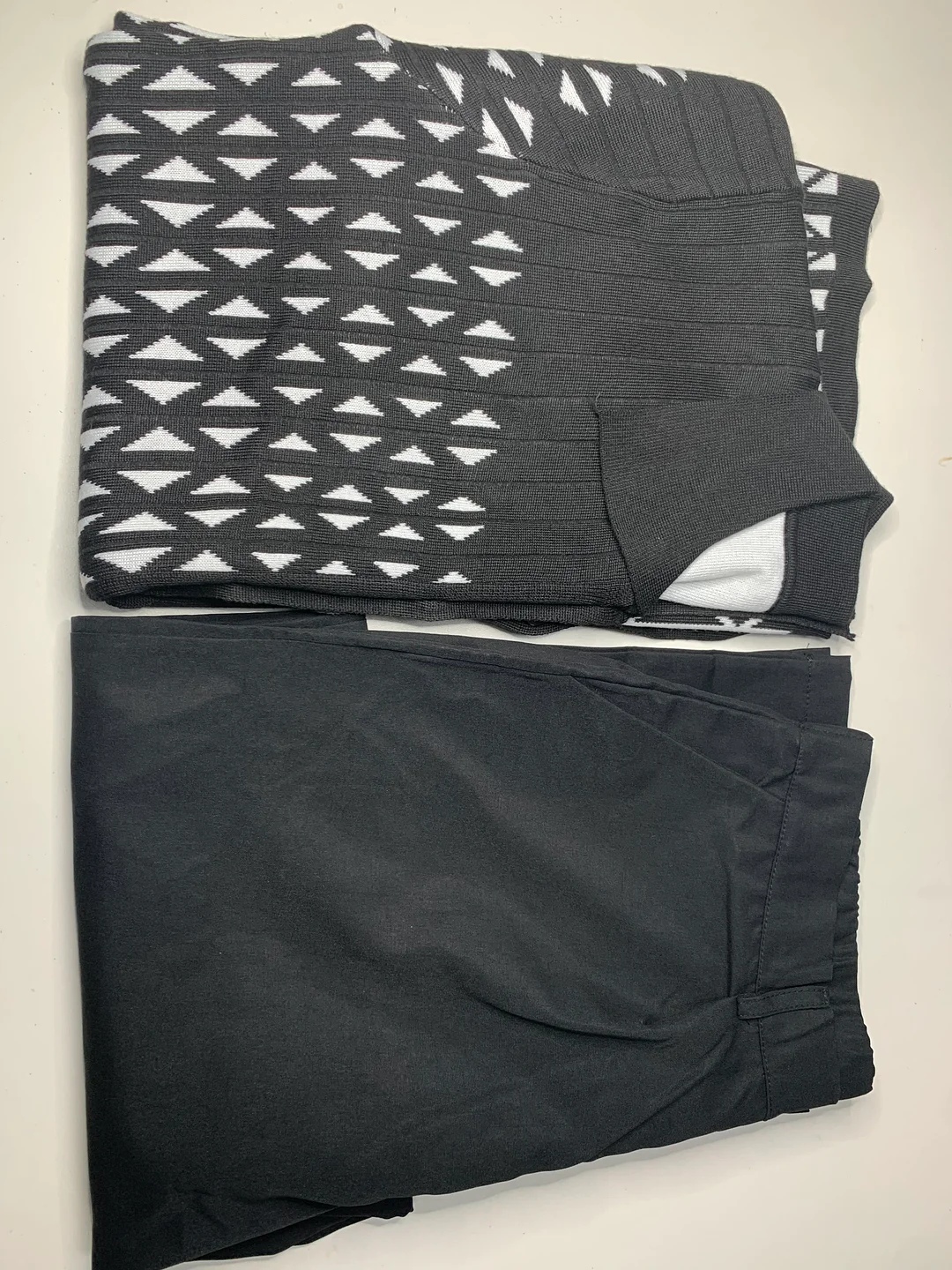 Black Criss Cross Pattern Walking Suit Short Sleeve Set