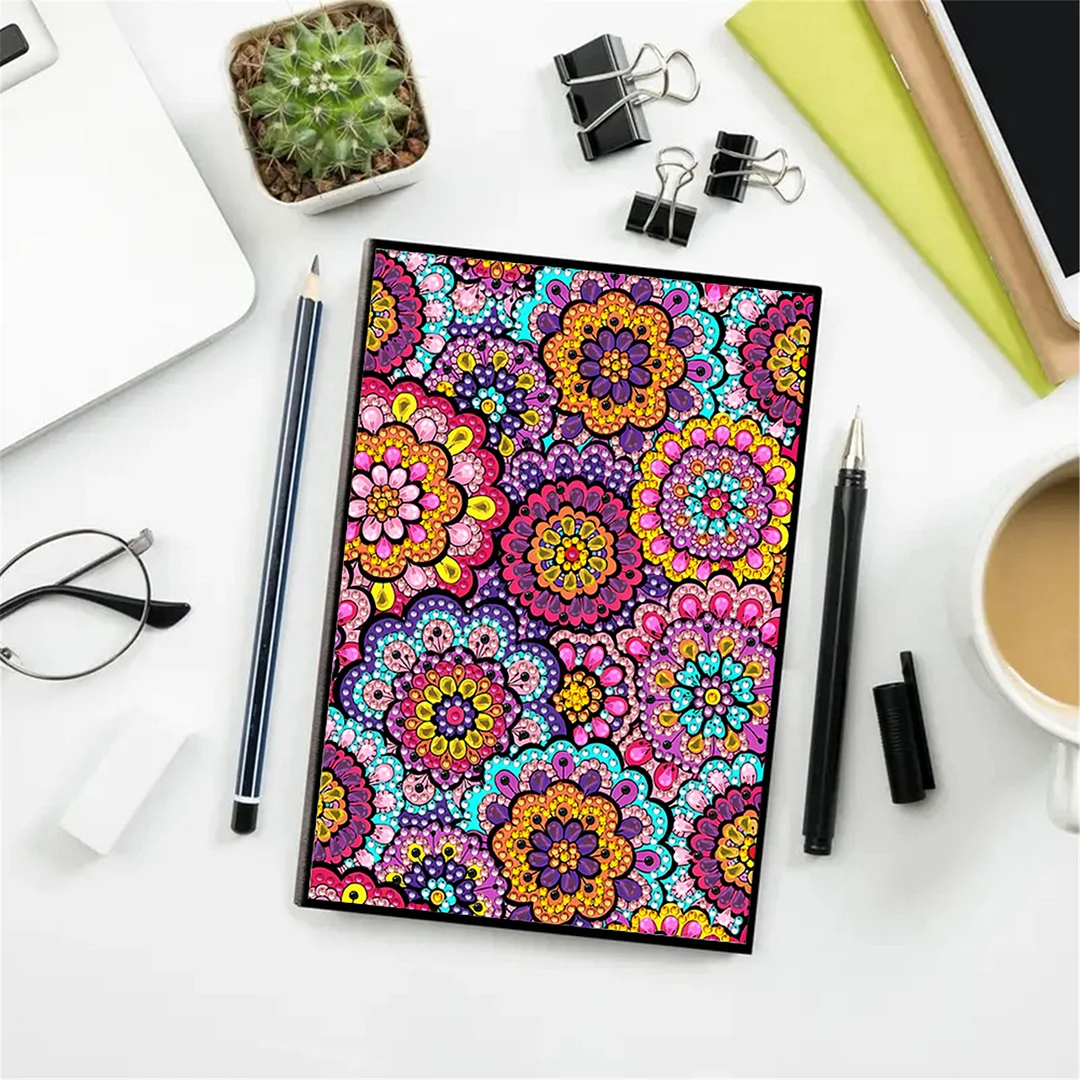 DIY Flower Diamond Painting Journals Notebooks 50 Pages A5 No Lines Special Shaped Diamond Art Kits for Beginners Craft Lovers and Artists (Mandala Pattern)